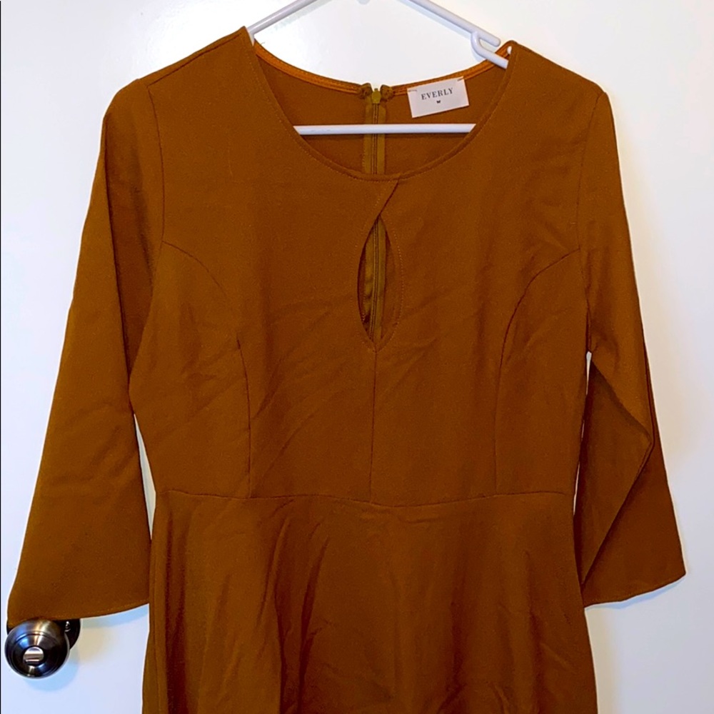Beautiful Mustard Dress with Cinched Waist